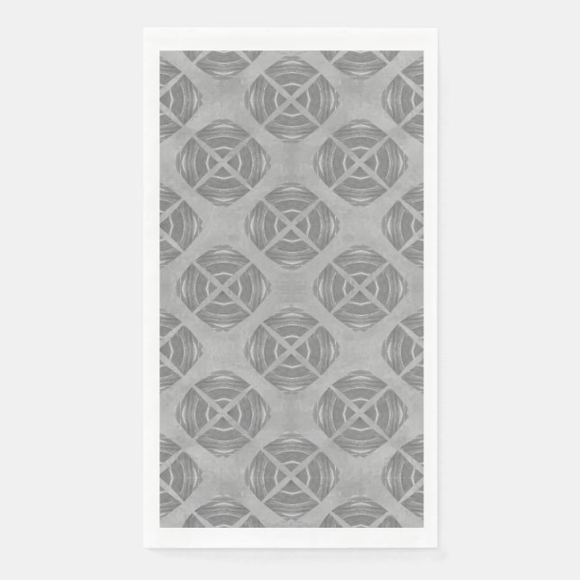Crosses and Circles Grey Geometric Pattern Napkin (Front)