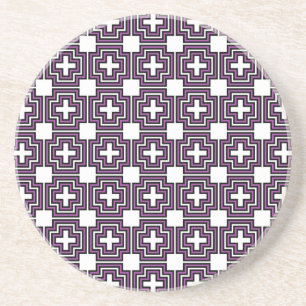 Crosses and Squares Purple - Coaster