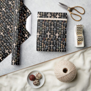 Crosses - Black Wrapping Paper
