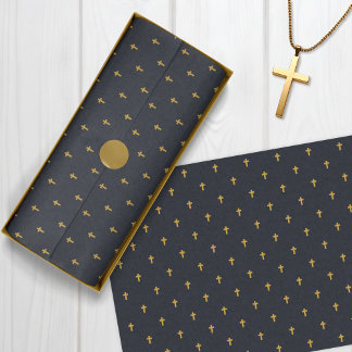 Crosses - Faux Mustard Gold on Graphite Tissue Paper