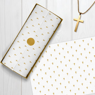 Crosses - Faux Mustard Gold on white Tissue Paper