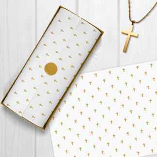 Crosses - Faux Mustard Gold on white Tissue Paper