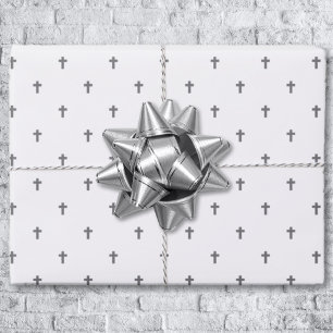 Crosses - Grey on White Wrapping Paper Sheets