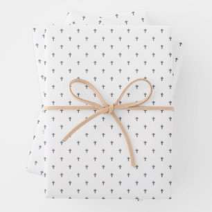 Crosses - Grey Wrapping Paper Sheets