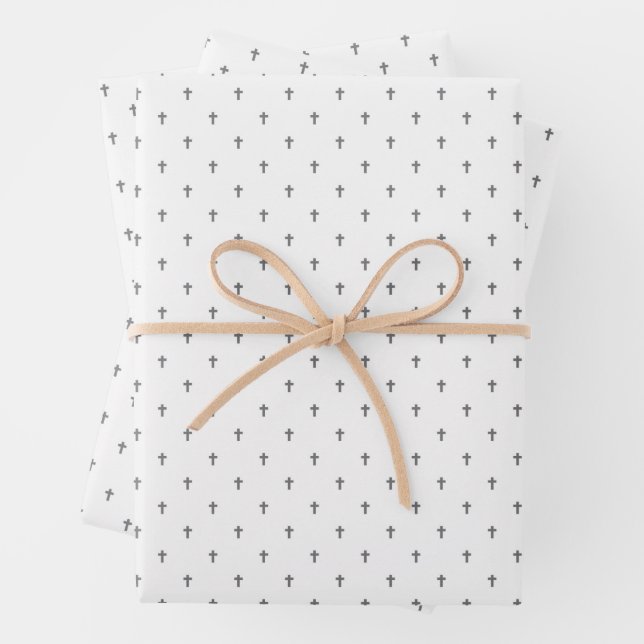 Crosses - Grey Wrapping Paper Sheets (In situ)