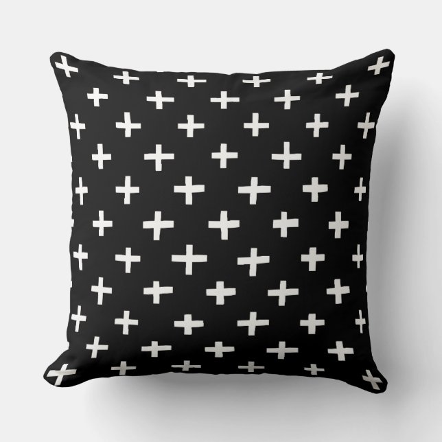 Crosses Pattern - Black Cushion (Front)