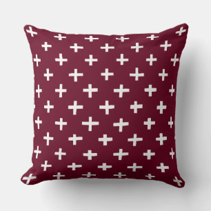Crosses Pattern - Deep Crimson Cushion
