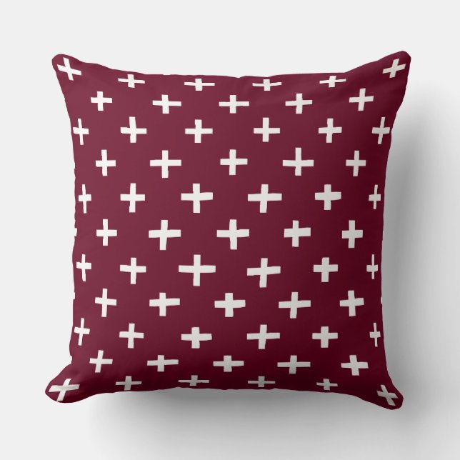 Crosses Pattern - Deep Crimson Cushion (Front)
