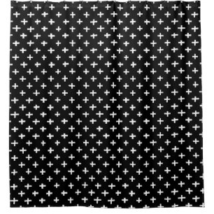 Crosses Pattern - White in Black Shower Curtain