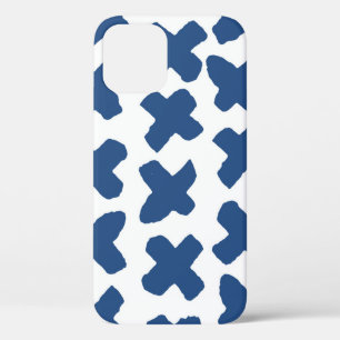 Crosses Shibori: Indigo Batik Pattern iPhone 12 Case