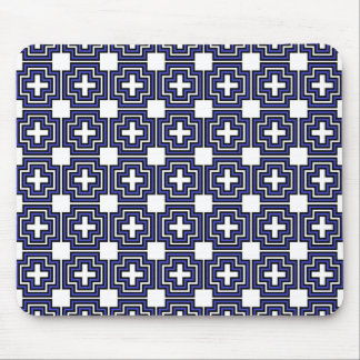 Crosses & Squares Blue - Mousepad