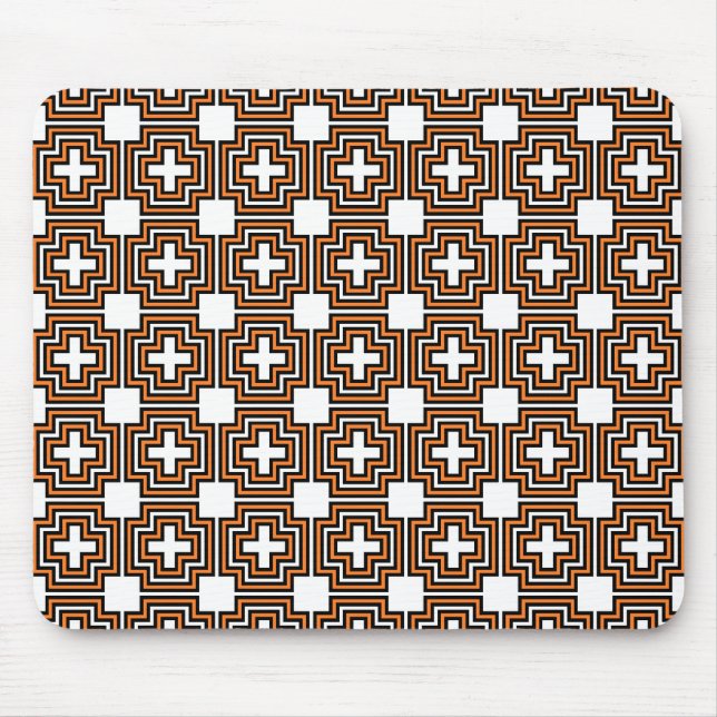Crosses & Squares Orange - Mousepad (Front)