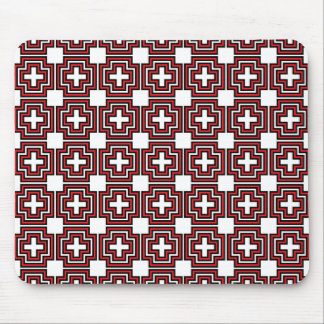 Crosses & Squares Red - Mousepad