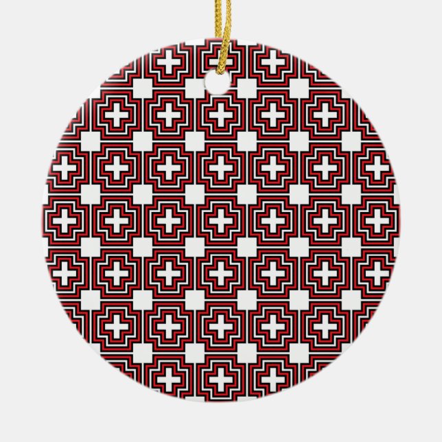 Crosses & Squares Red - Ornament (Front)