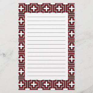Crosses & Squares Red Stationery