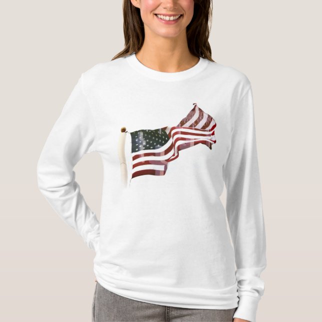 Crosses Within Old Glory - Memorial Day T-Shirt (Front)