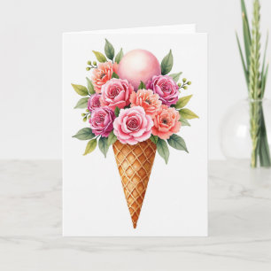 Crosshatch Floral Cone Card