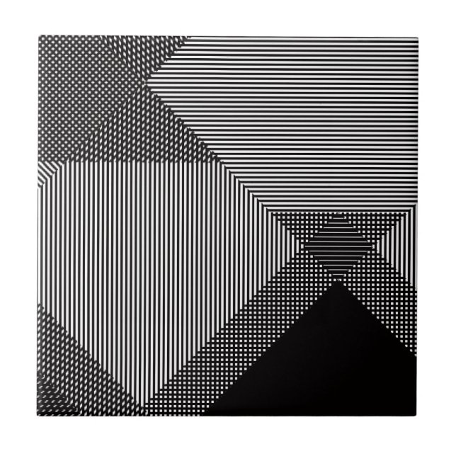 Crosshatch Op Art Ceramic Tile (Front)