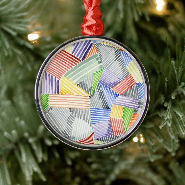 Crosshatch Quilt I Metal Ornament (Tree)