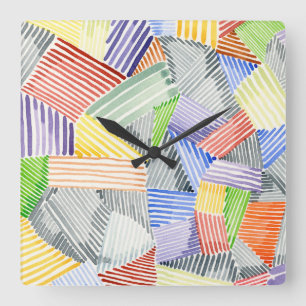 Crosshatch Quilt I Square Wall Clock
