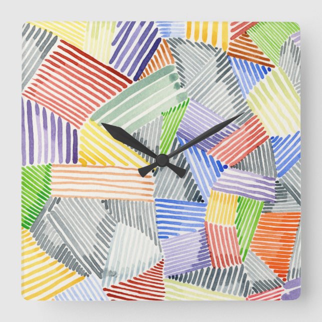 Crosshatch Quilt I Square Wall Clock (Front)