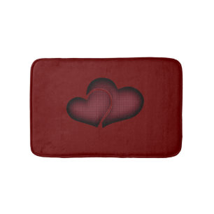Crosshatch Red Duo Hearts Bath Mat