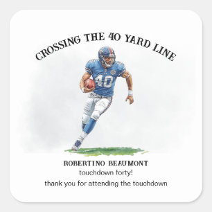 Crossing 40 Yard American Football 40th birthday Square Sticker