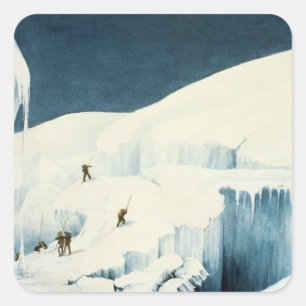 Crossing a Ravine, from 'A Narrative of an Ascent Square Sticker