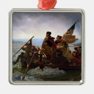 Crossing Delaware 1776: General George Washington Metal Ornament