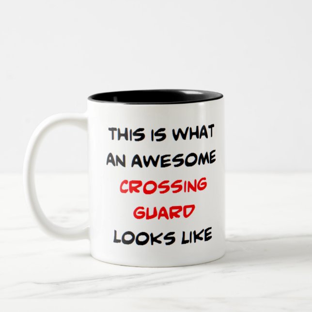 crossing guard, awesome Two-Tone coffee mug (Left)