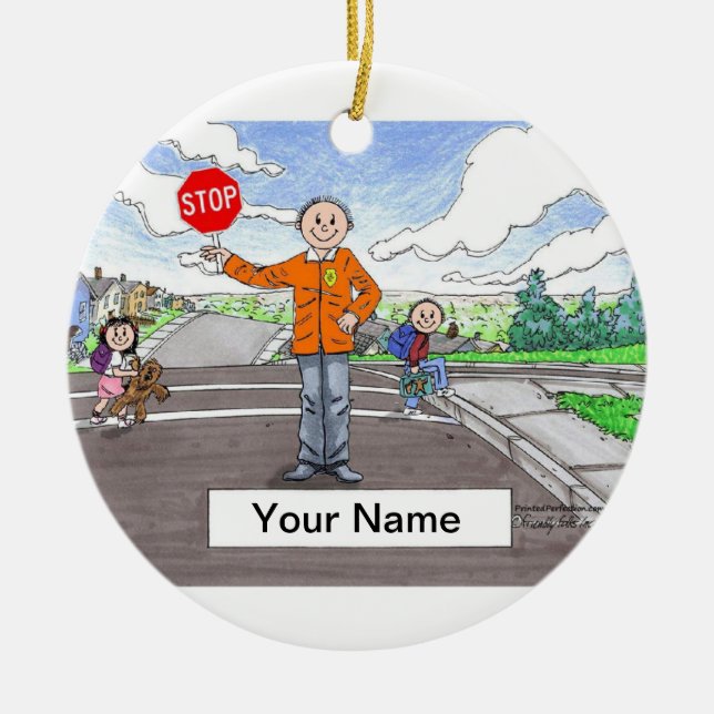 Crossing Guard - Male Ceramic Tree Decoration (Front)