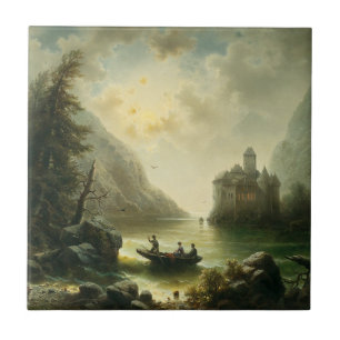 Crossing in a Moonlit Night – Albert Rieger Ceramic Tile