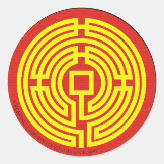 crossing labyrinth chinese classic round sticker