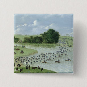 Crossing of the San Joaquin River, Paraguay, 1865 15 Cm Square Badge