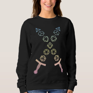 Crossing Polyhedral Dice Swords in Pastel D20 Sweatshirt