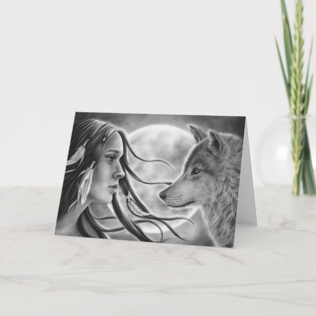 Crossing Spirits Wolf Greeting Card (Front)