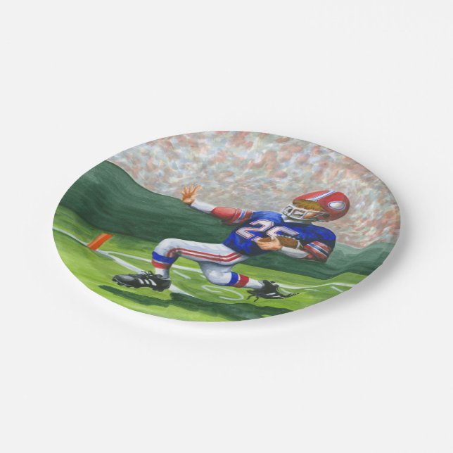 Crossing the Goal Line for a Touchdown Paper Plate (Angled)
