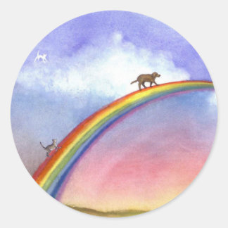 Crossing The Rainbow Bridge Classic Round Sticker