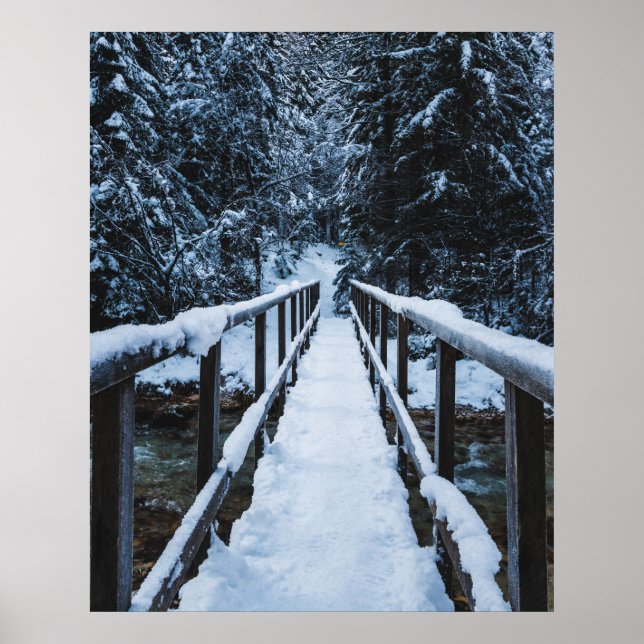 Crossing the river in winter poster (Front)