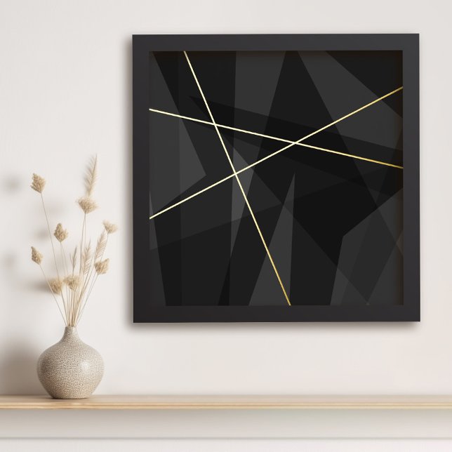 Crossroads dark grey abstract geometric art foil prints (Creator Uploaded)