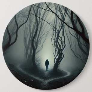 Crossroads in the Fog - Gloomy Forest Art Print 6 Cm Round Badge