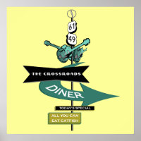 Crossroads Vintage Diner Sign Poster