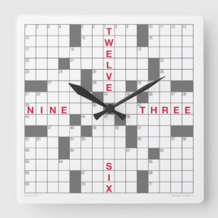 Crossword Clock with downloadable puzzle (grey)