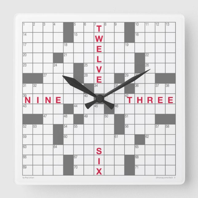Crossword Clock with downloadable puzzle (grey) (Front)