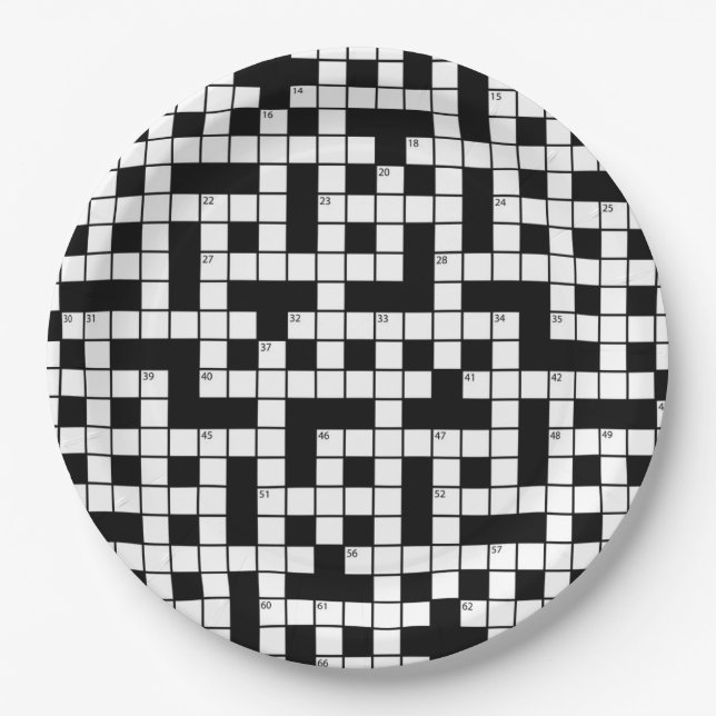 Crossword pattern paper plate (Front)