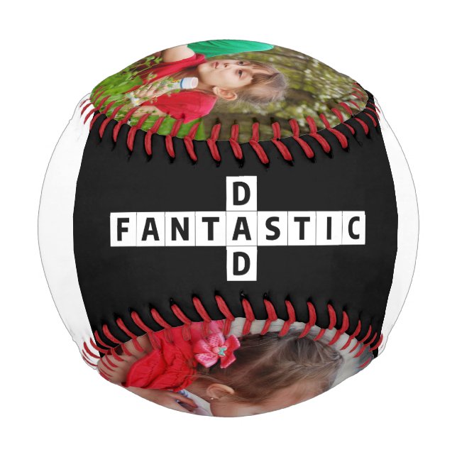 Crossword Puzzle Best Ever Fantastic Dad Two Photo Baseball (Front)