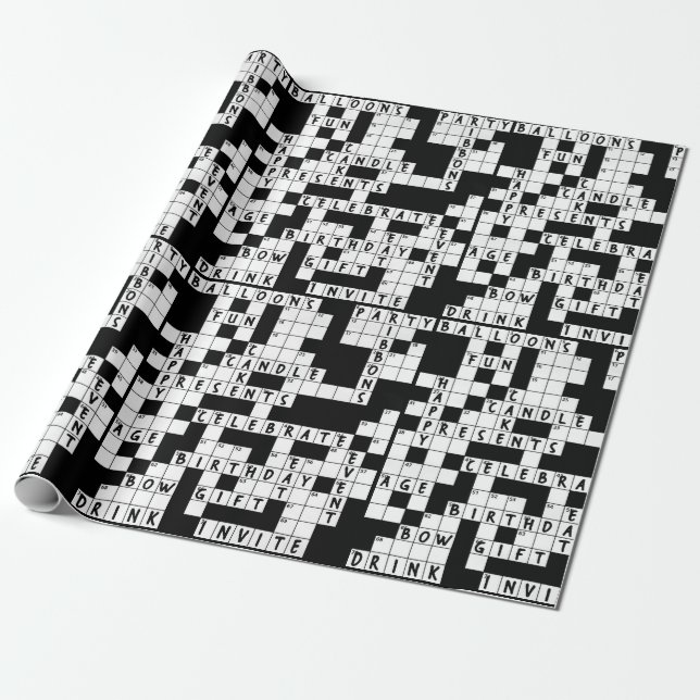 Crossword Puzzle birthday Wrapping Paper (Unrolled)