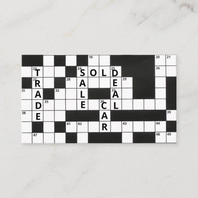 Crossword Puzzle Car Dealer Business Card (Front)