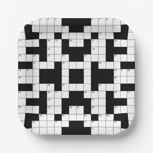 Crossword Puzzle Design Paper Plate (Front)