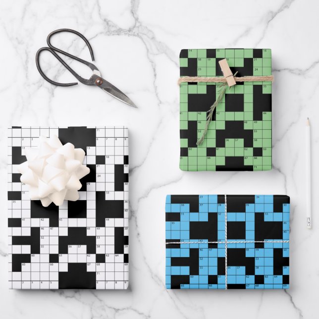 Crossword Puzzle Design Wrapping Paper Set (Front)